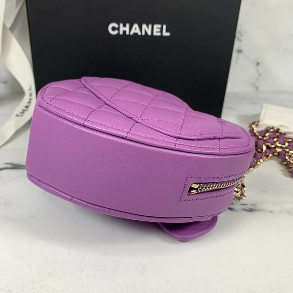 Chanel Purple Heart Bag CC in Love Small/Mini Leather Crossbody NEW Valentine's - Picture 9 of 16